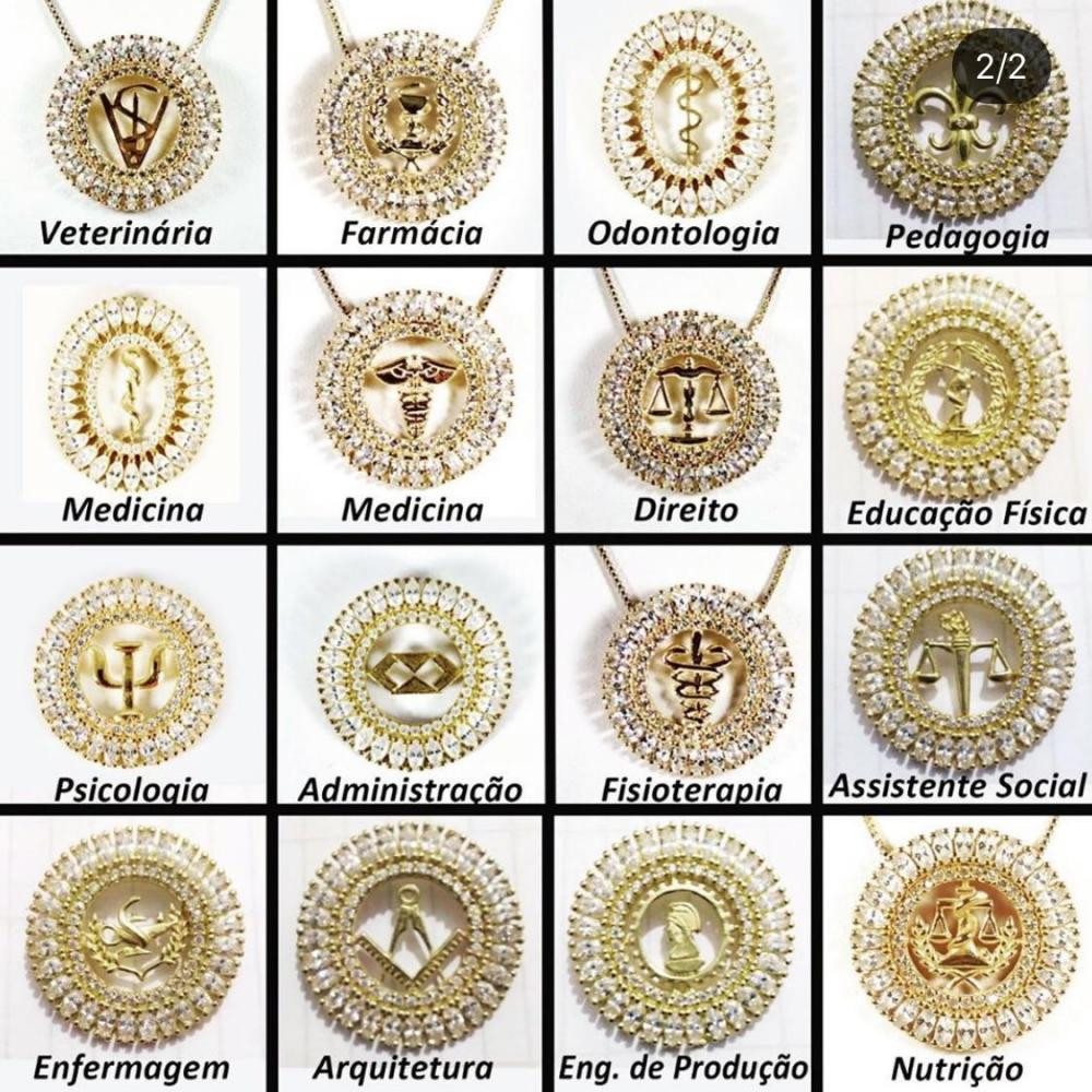 Colar Personalizado Mandala de Profissão cravejada (Escolha seu Banho)