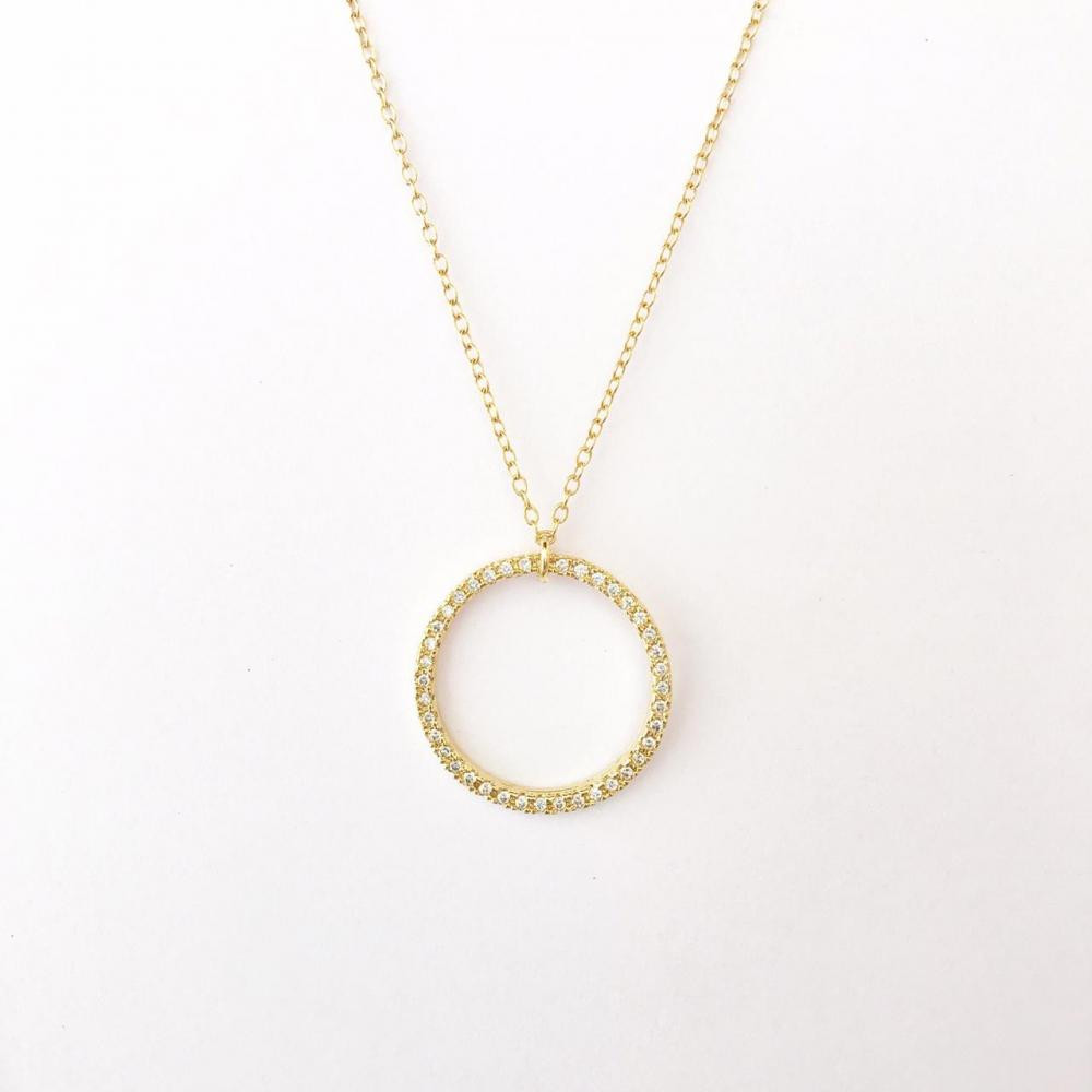Colar geométrico com zircônia folheado a ouro 18k