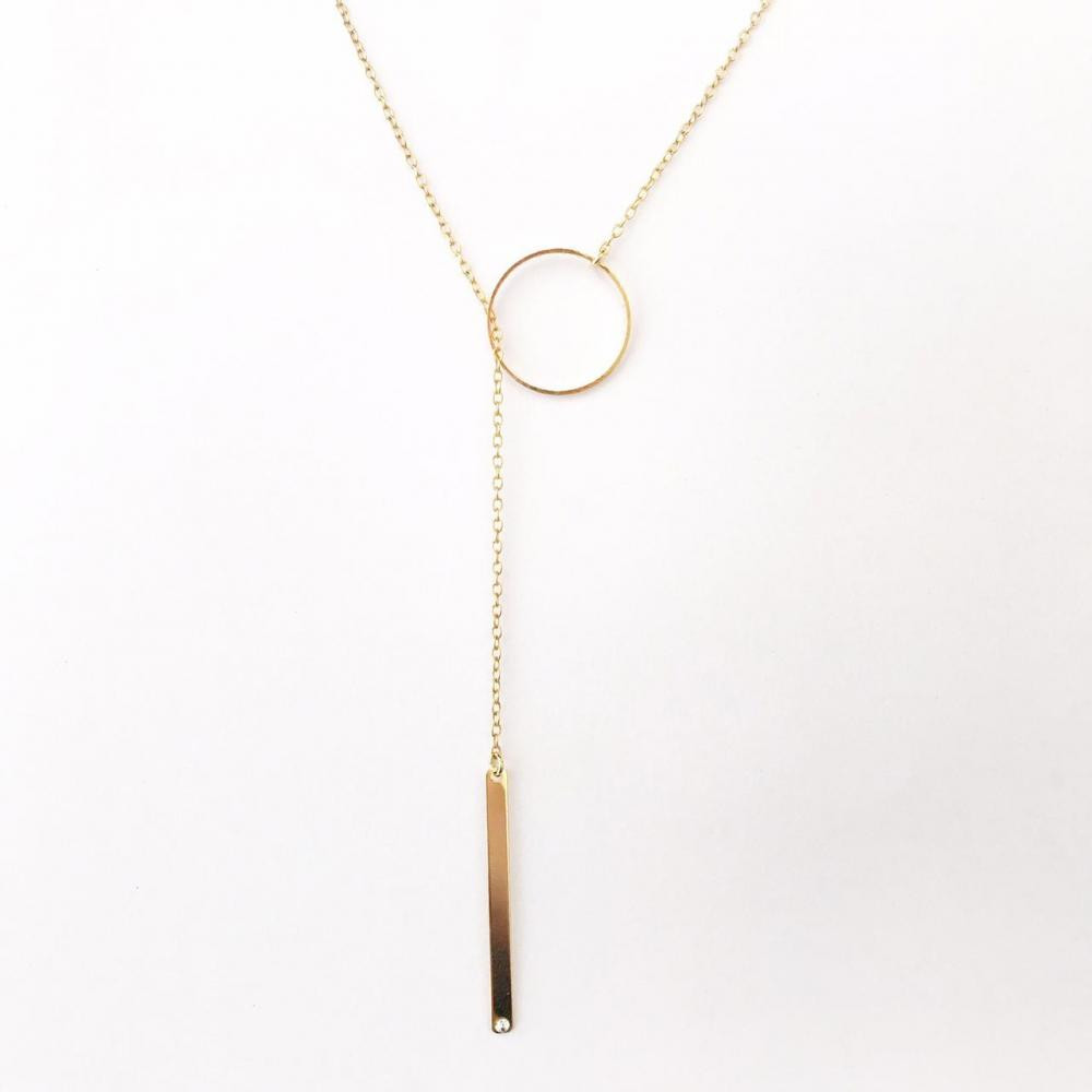 Colar gravata minimalista folheado a ouro 18k
