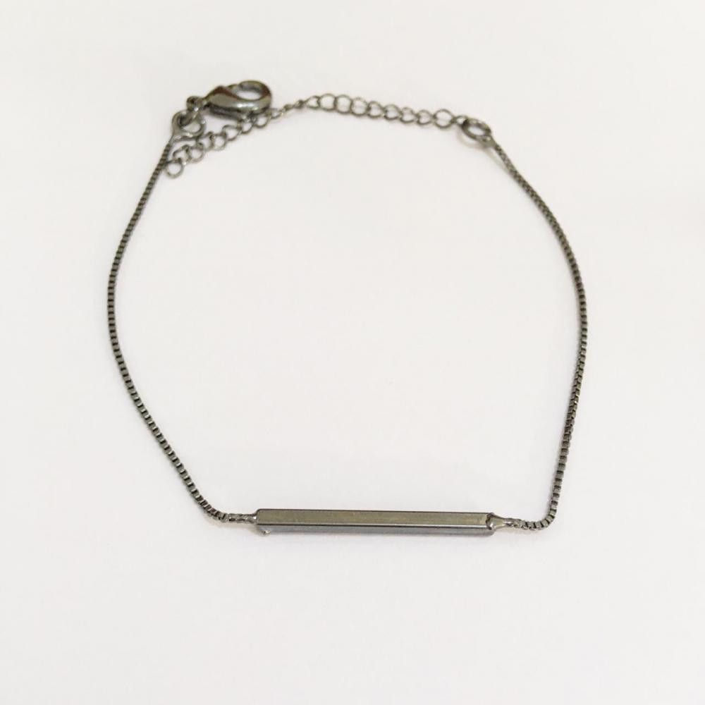 Pulseira minimalista ródio negro