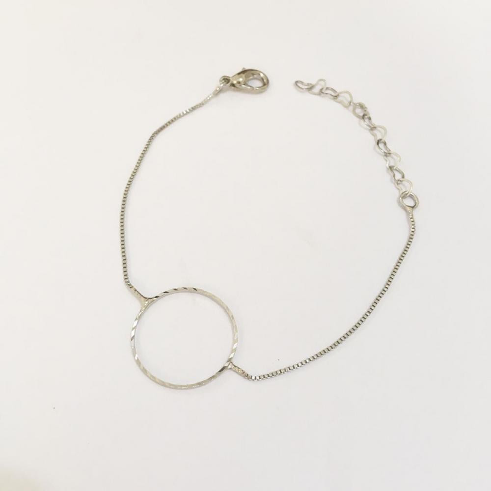 Pulseira minimalista geométrica Ródio Branco Prata