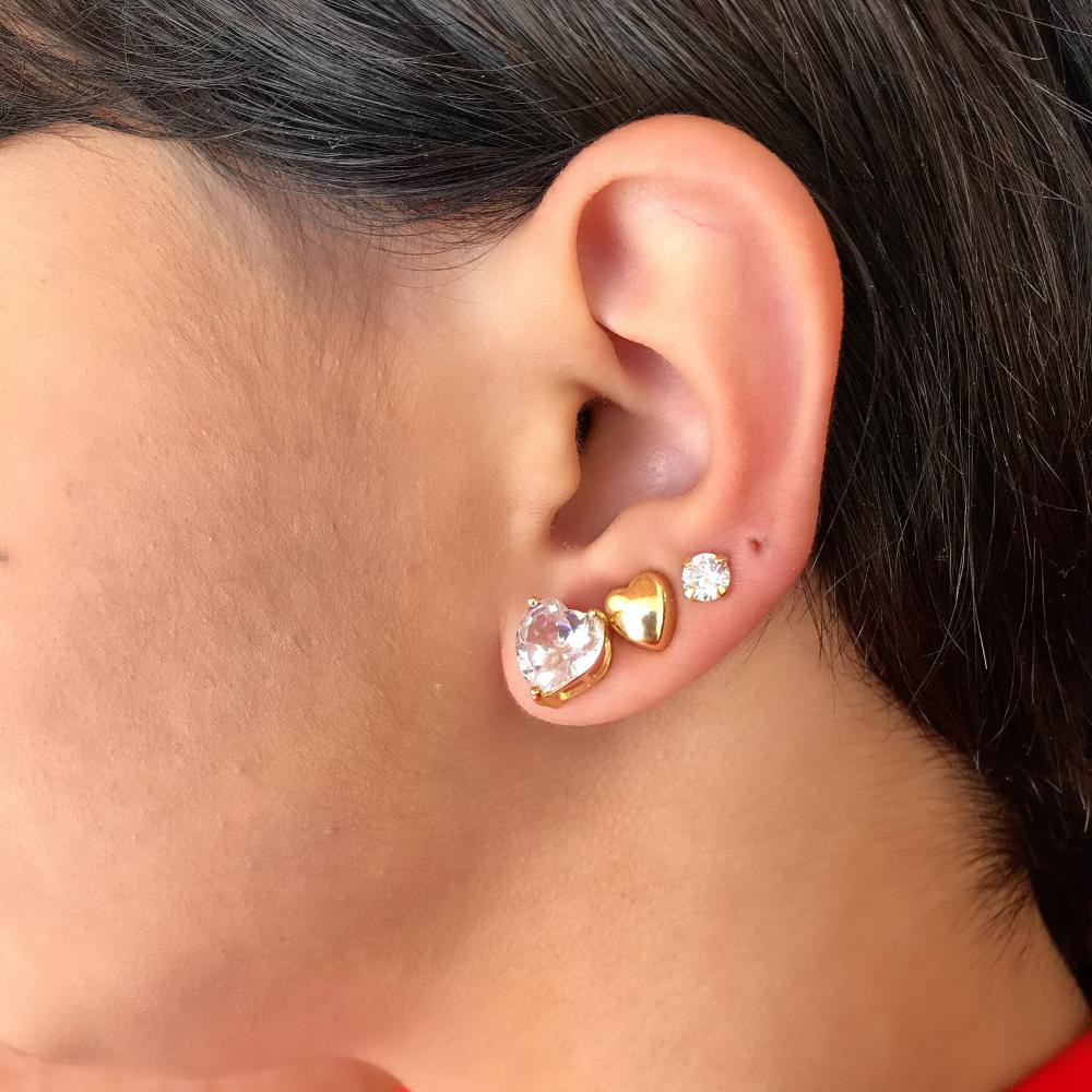 Brinco coração mini folheado a ouro 18k