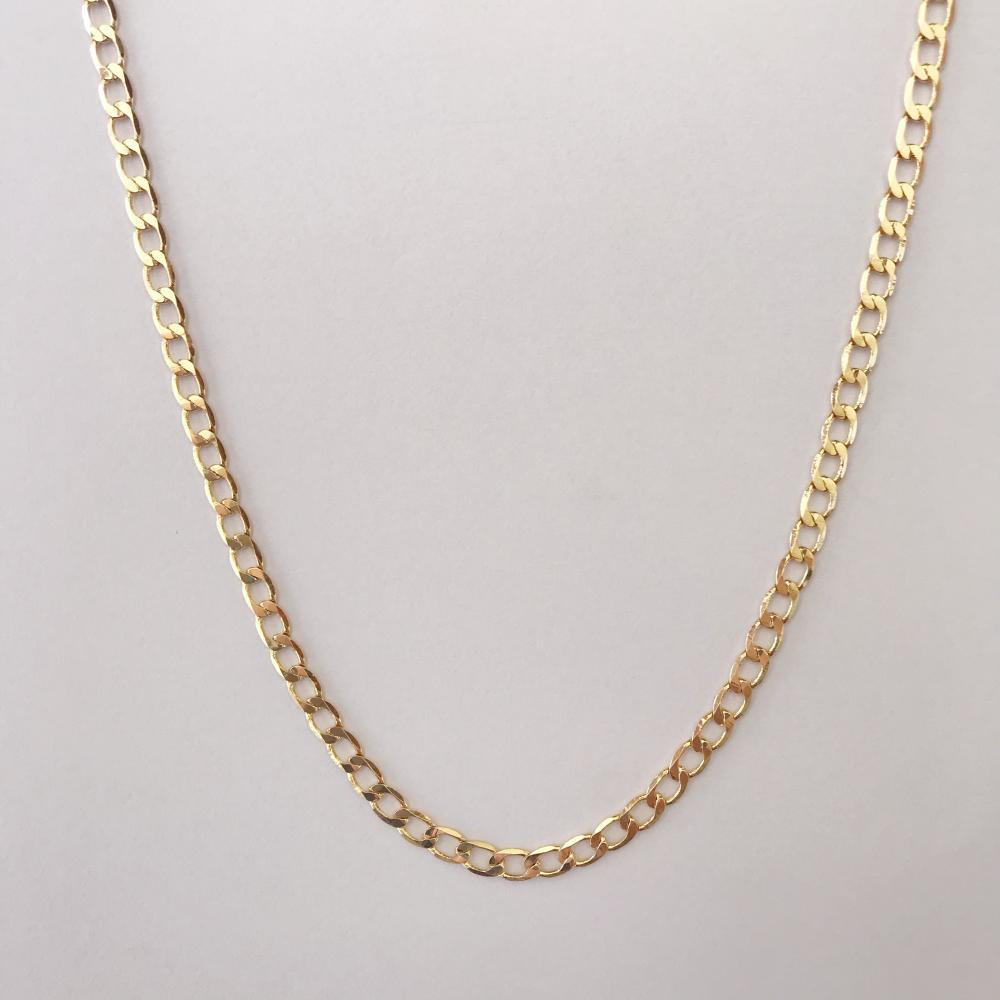 Colar longo corrente grume folheado a ouro 18k