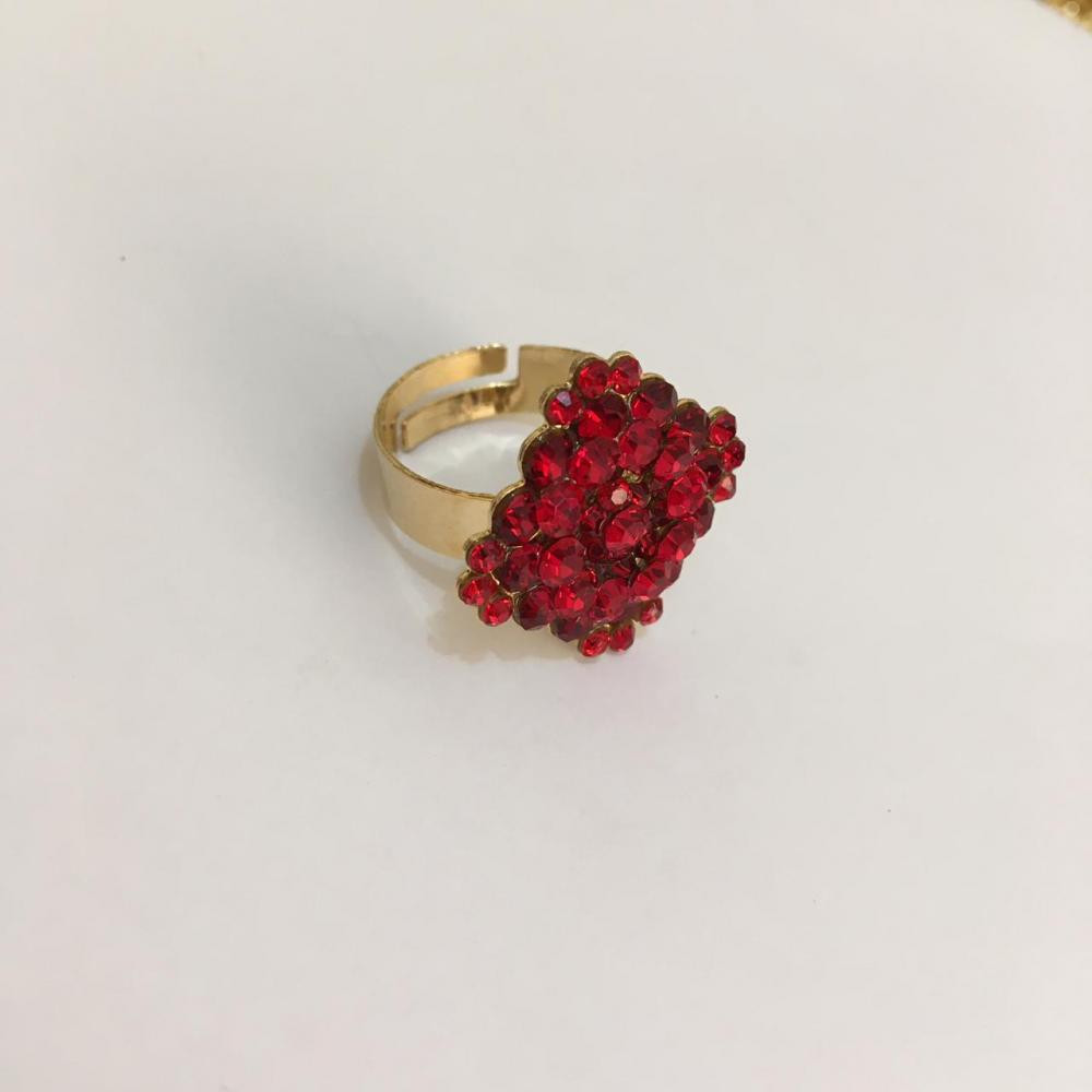 Anel regulável com strass folheado a ouro 18k 