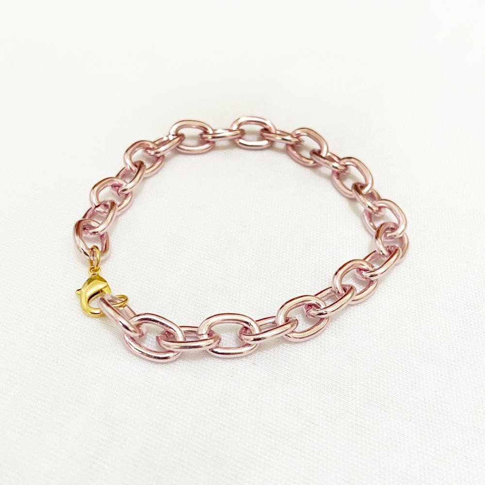 Pulseira com design de elos rosa pink