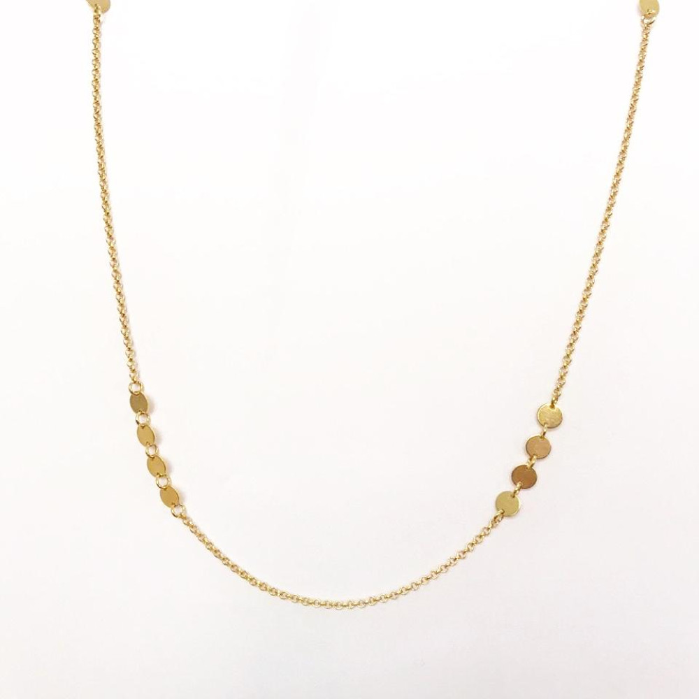 Colar longo com moedas pequenas folheado a ouro 18k