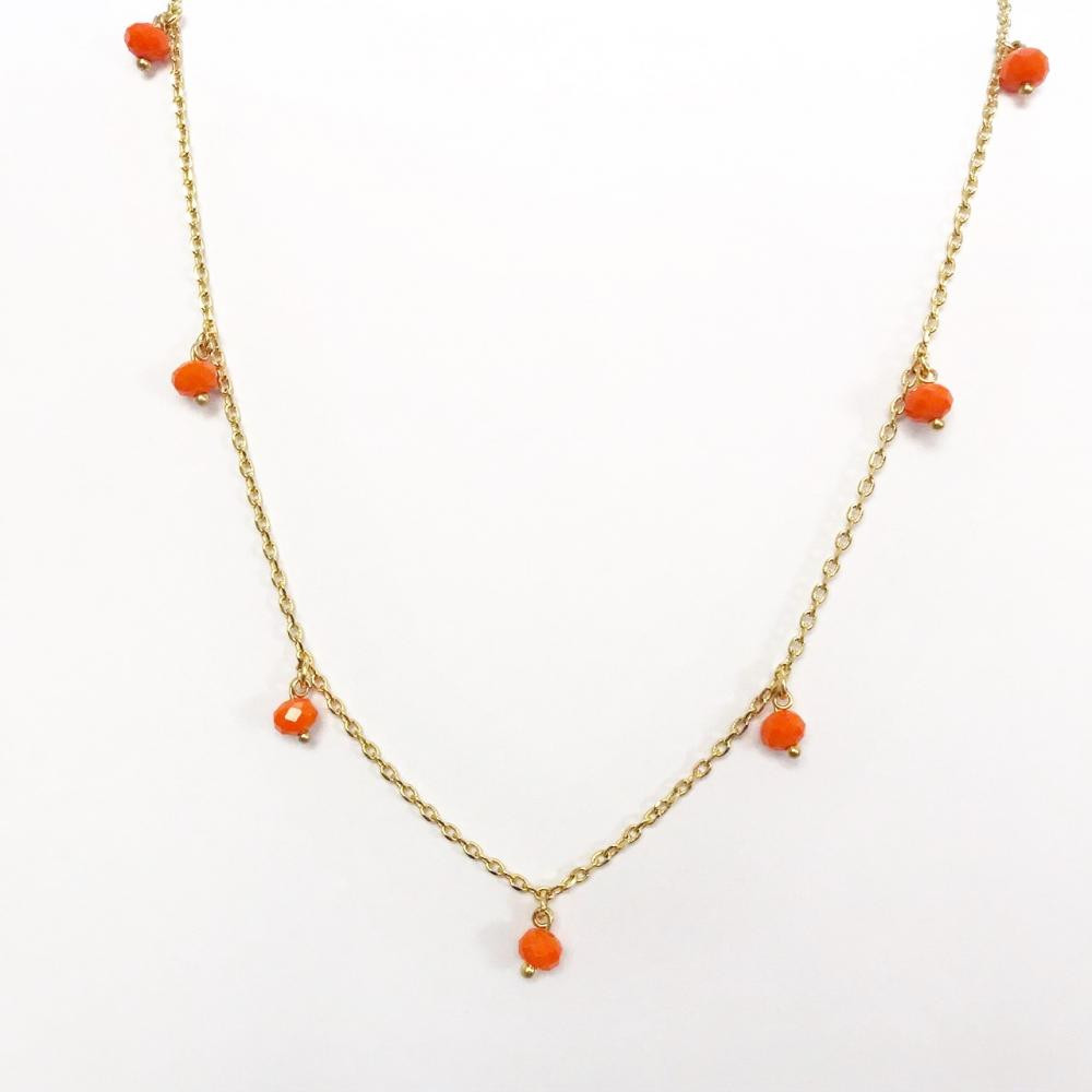 Colar longo com pedras de strass folheado a ouro 18k
