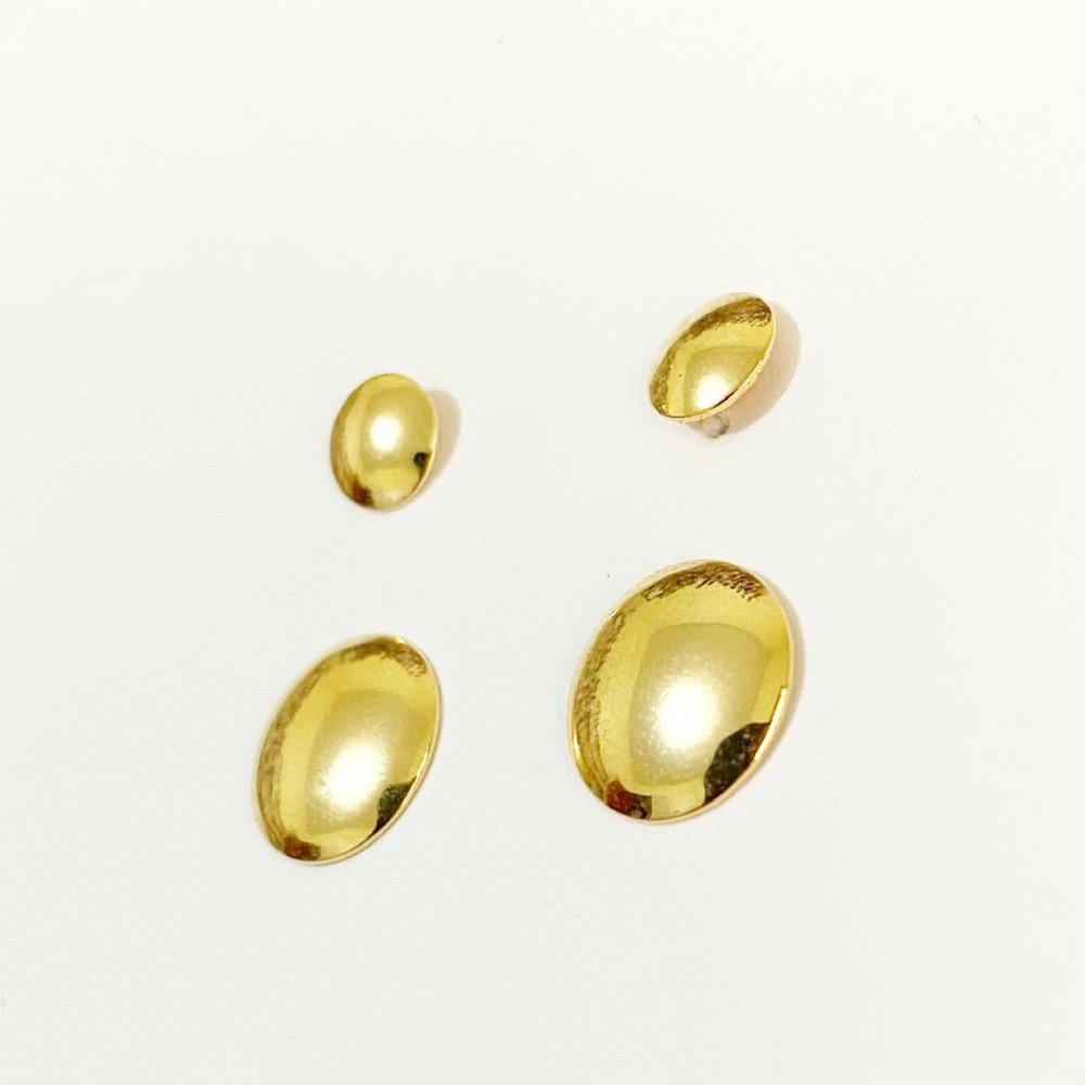 Brinco dueto redondo liso folheado a ouro 18k