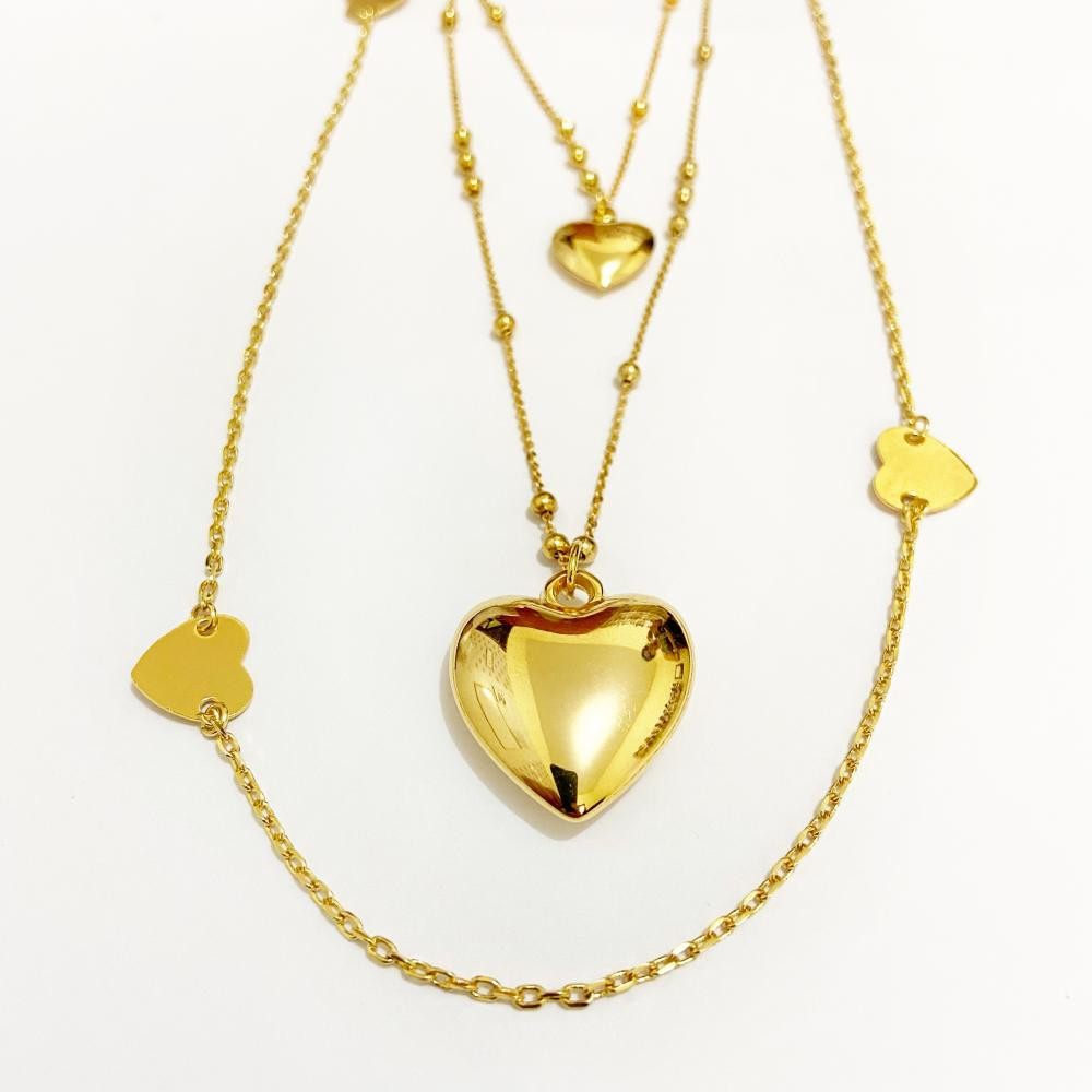Mix de colar de coração folheado a ouro 18k