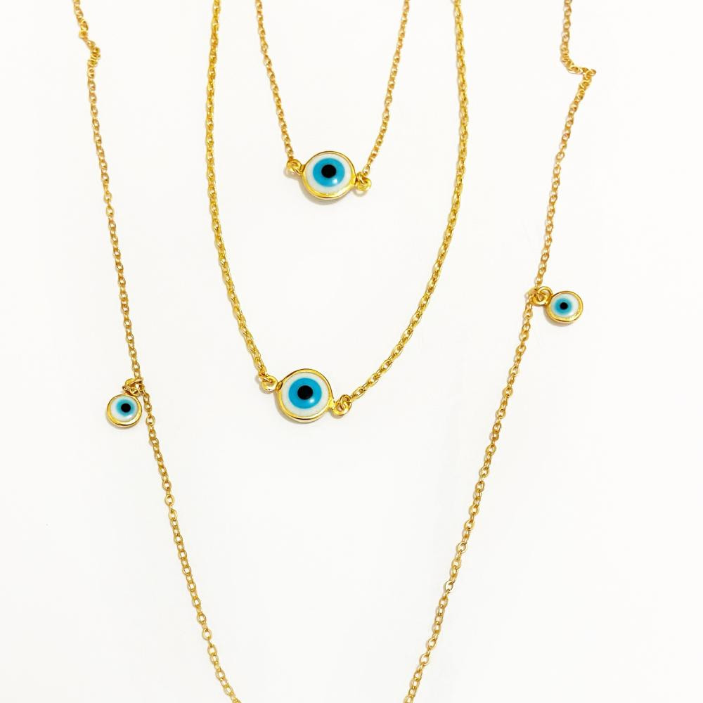 Mix de colar de olho grego folheado a ouro 18k 