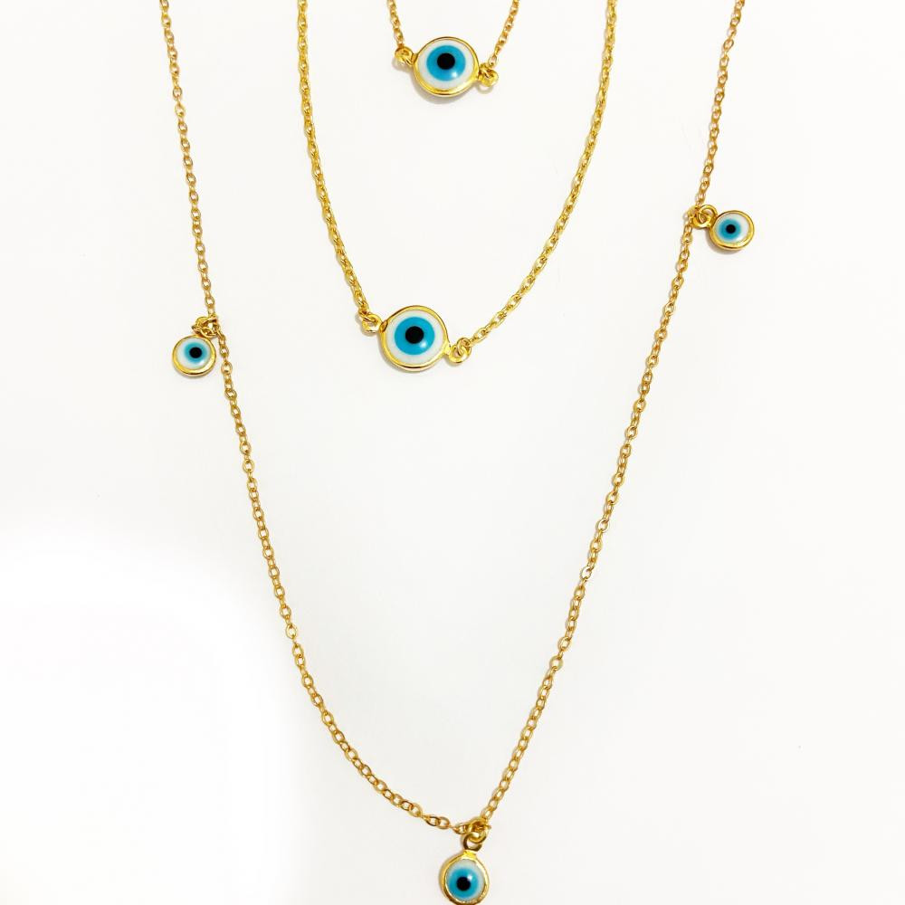 Mix de colar de olho grego folheado a ouro 18k 