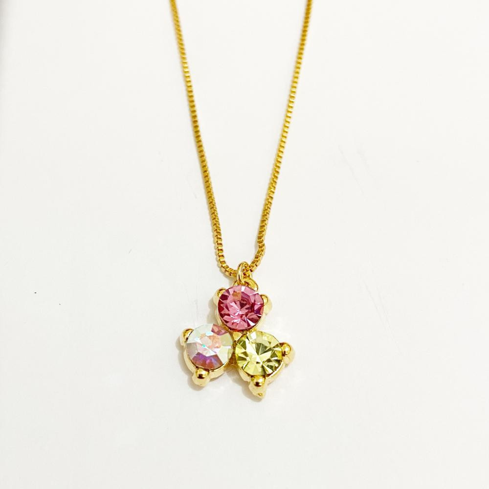 Colar infantil com pingente de strass folheado a ouro 18k