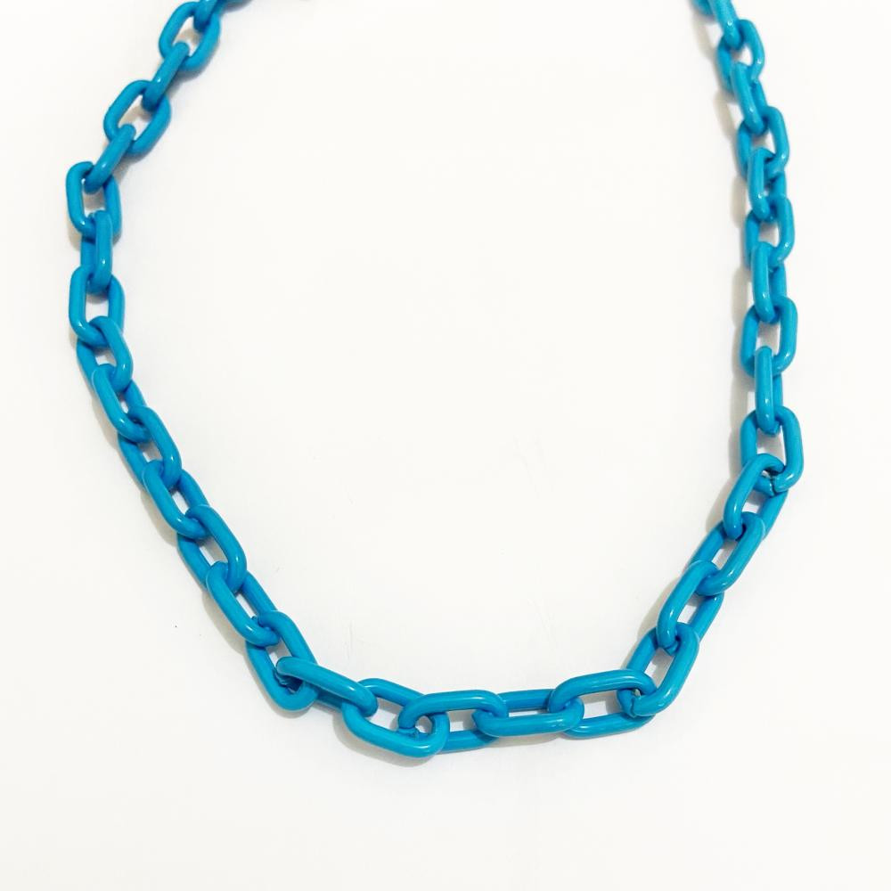 Colar corrente azul de elos médios 