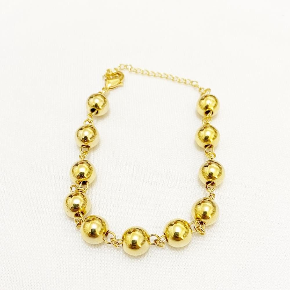 Pulseira de bola folheada a ouro 18k