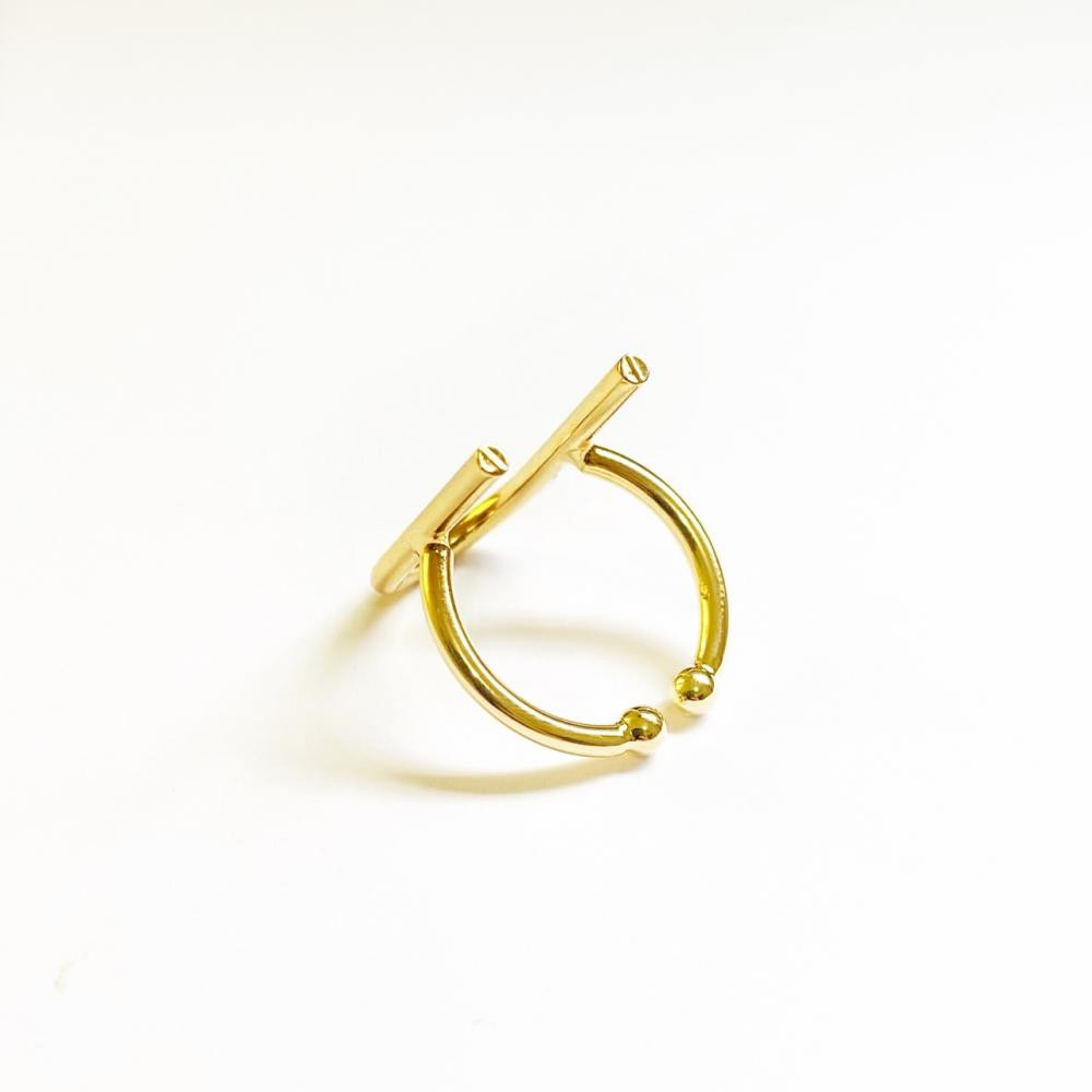 Anel U regulável folheado a ouro 18k 