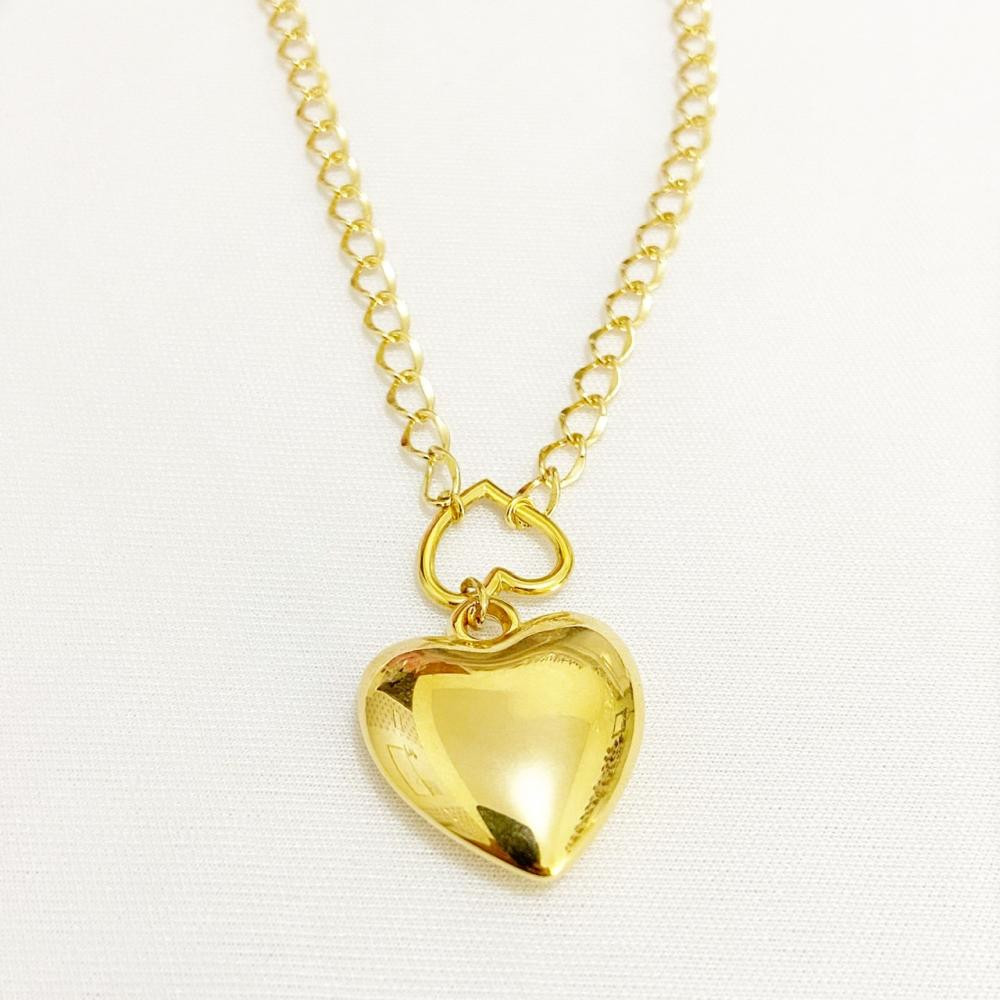 Colar com pingente de coração folheado a ouro 18k
