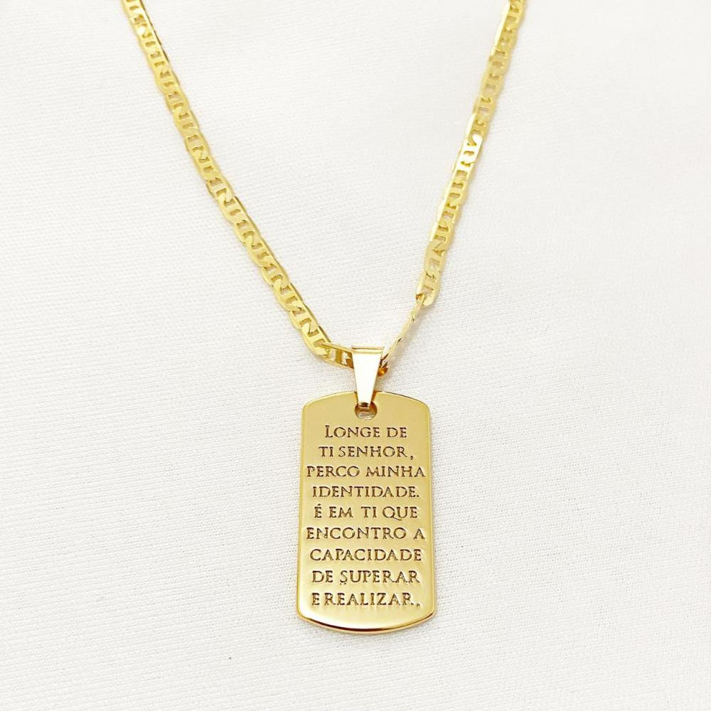 Colar masculino com corrente  italiana chapada com pingente folheado a ouro 18k