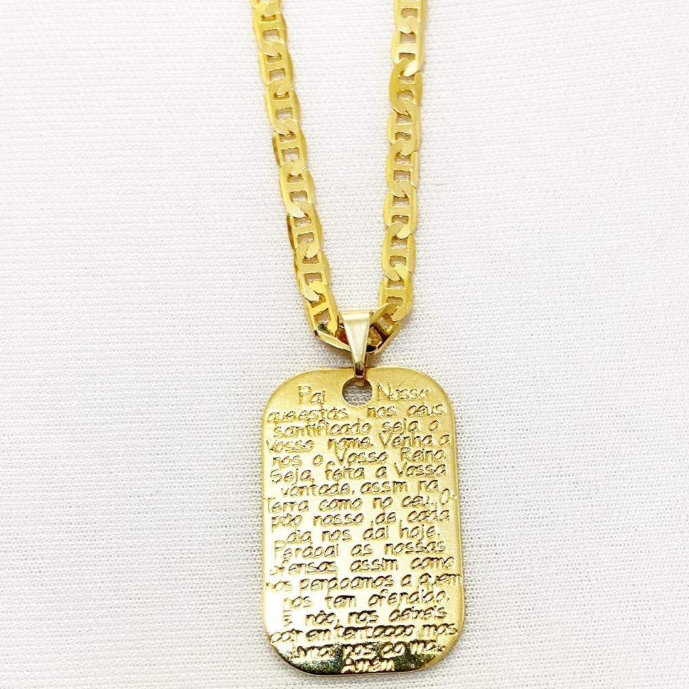 Colar masculino com corrente italiana chapada com pingente folheado a ouro 18k