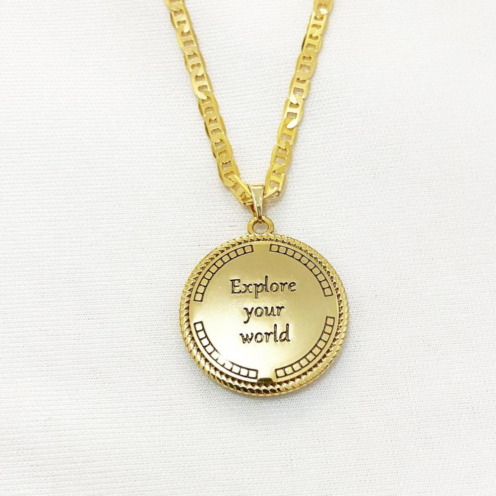 Colar masculino com corrente italiana chapada com pingente folheado a ouro 18k