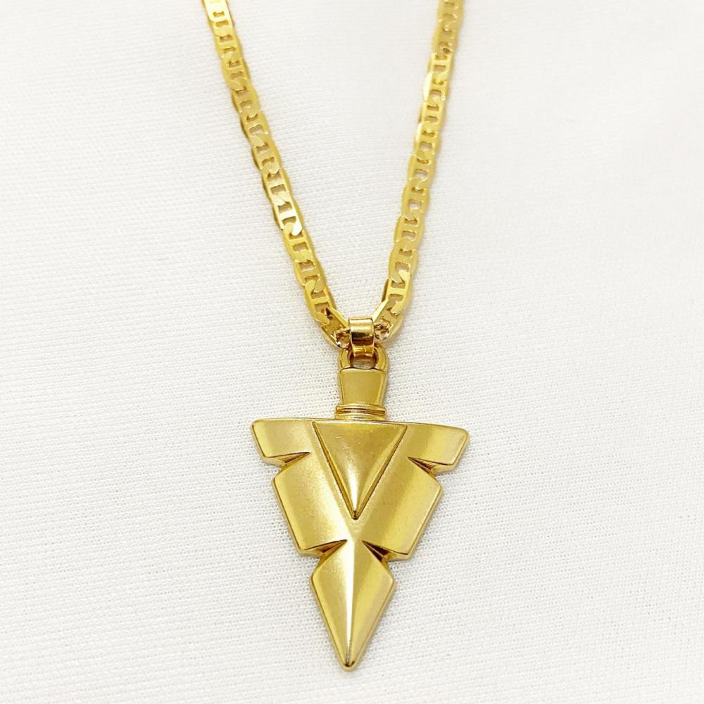 Colar masculino com corrente  italiana chapada com pingente folheado a ouro 18k