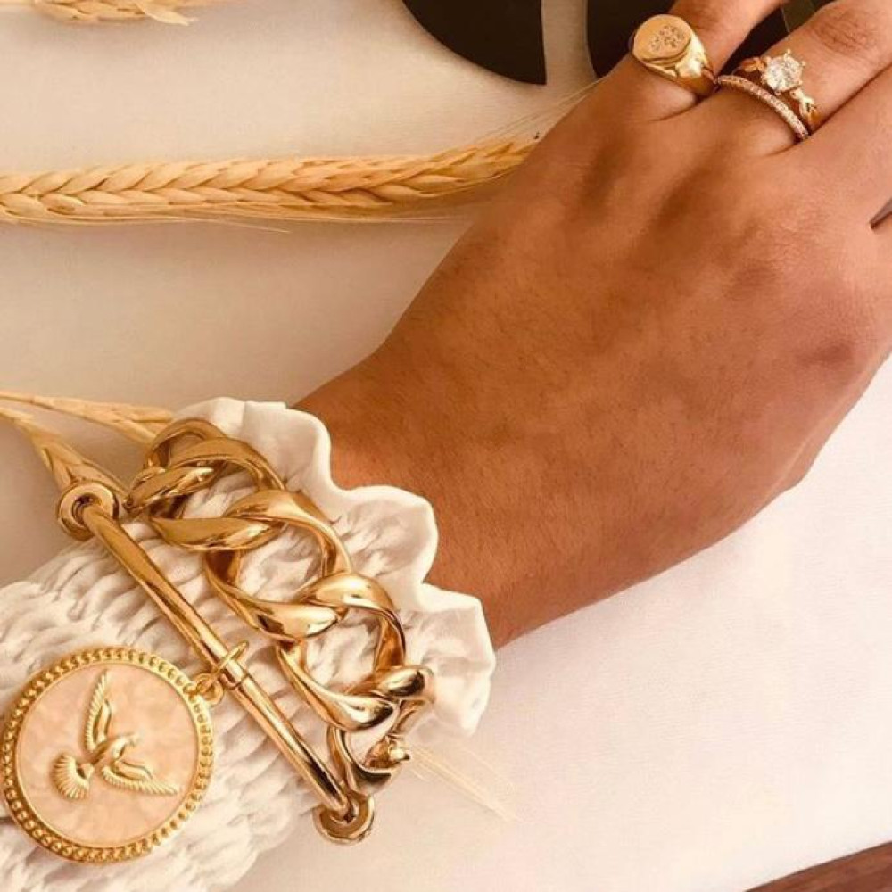 Pulseira de elos grandes folheada a ouro 18k
