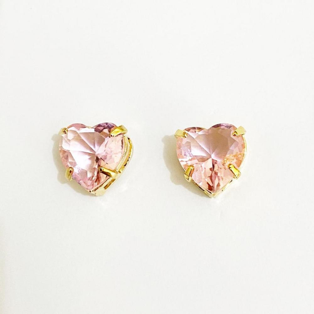 Brinco de coração no light rose folheado a ouro 18k 