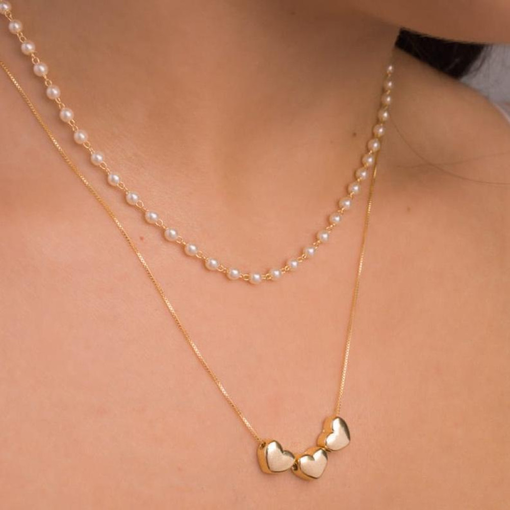 Choker Isis com micro pérolas banhado a ouro 18k 