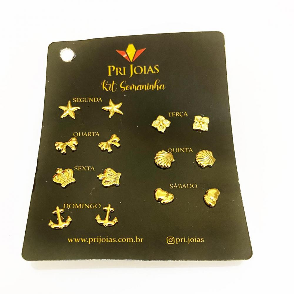 Kit de brincos semaninha folheada a ouro 18k 