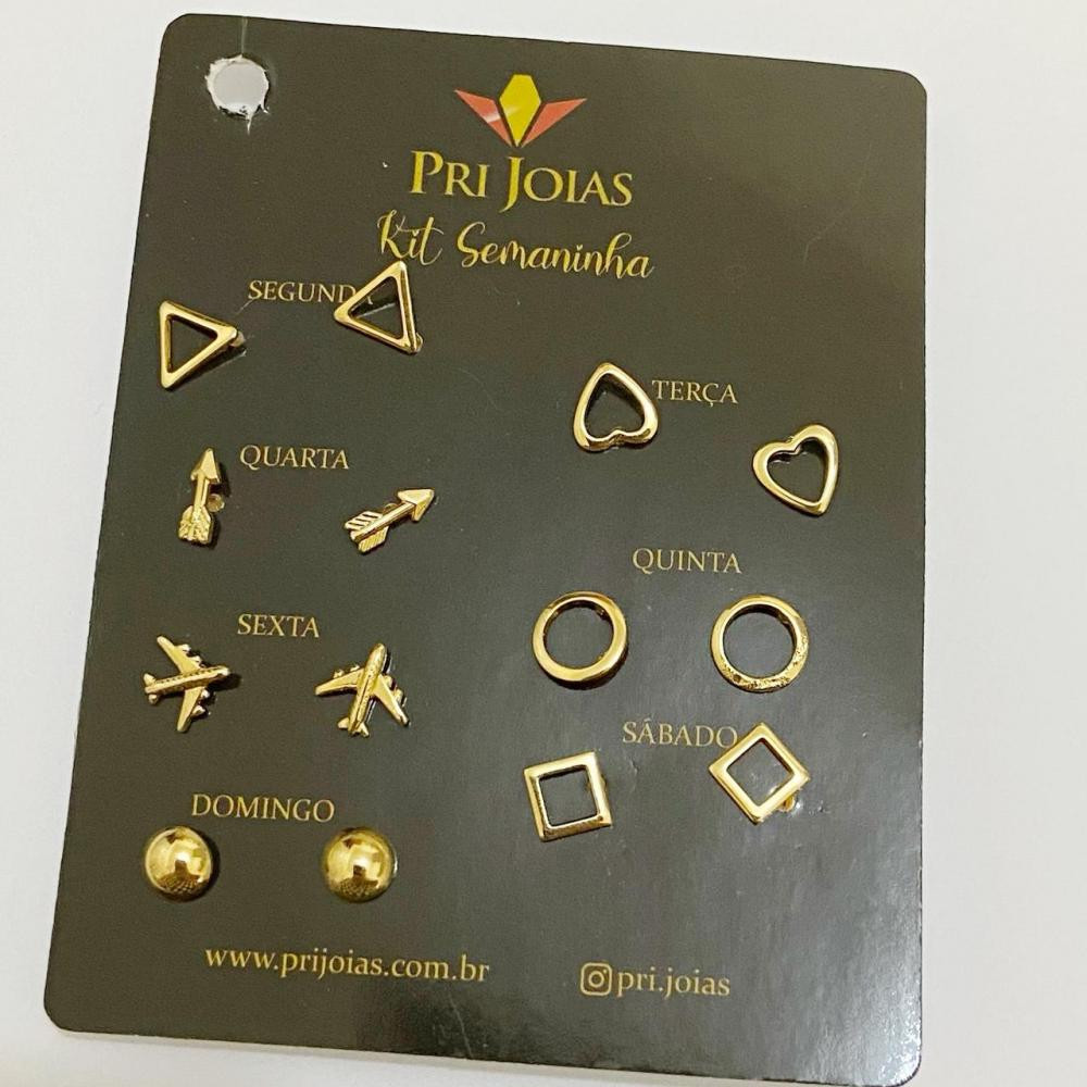 Kit de brincos semaninha folheada a ouro 18k 