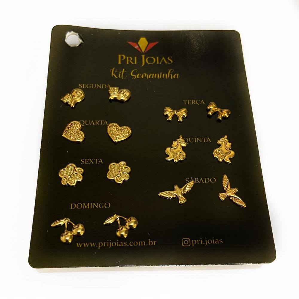 Kit de brincos semaninha folheada a ouro 18k 