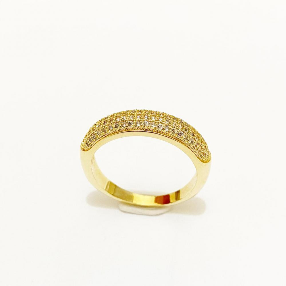 Anel aparador cravejado com zircônia folheado a ouro 18k