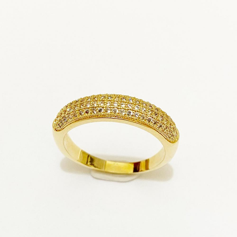 Anel aparador cravejado com zircônia folheado a ouro 18k