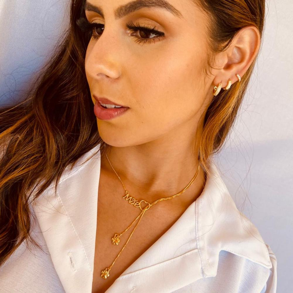 Colar mãe com até 4 pingentes personalizados banhado a ouro 18k