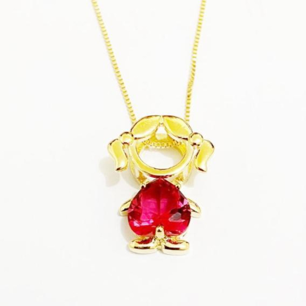 Colar com pingente de filho cravejado com zircônia banhado  a ouro 18k