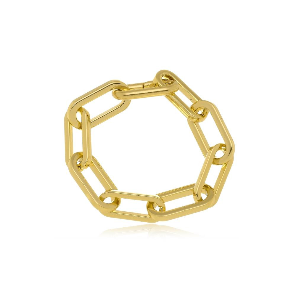 Pulseira de elos grossos boss banhado a ouro 18k