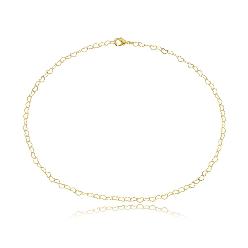 Tornozeleira com corrente de coração folheada a ouro 18k 