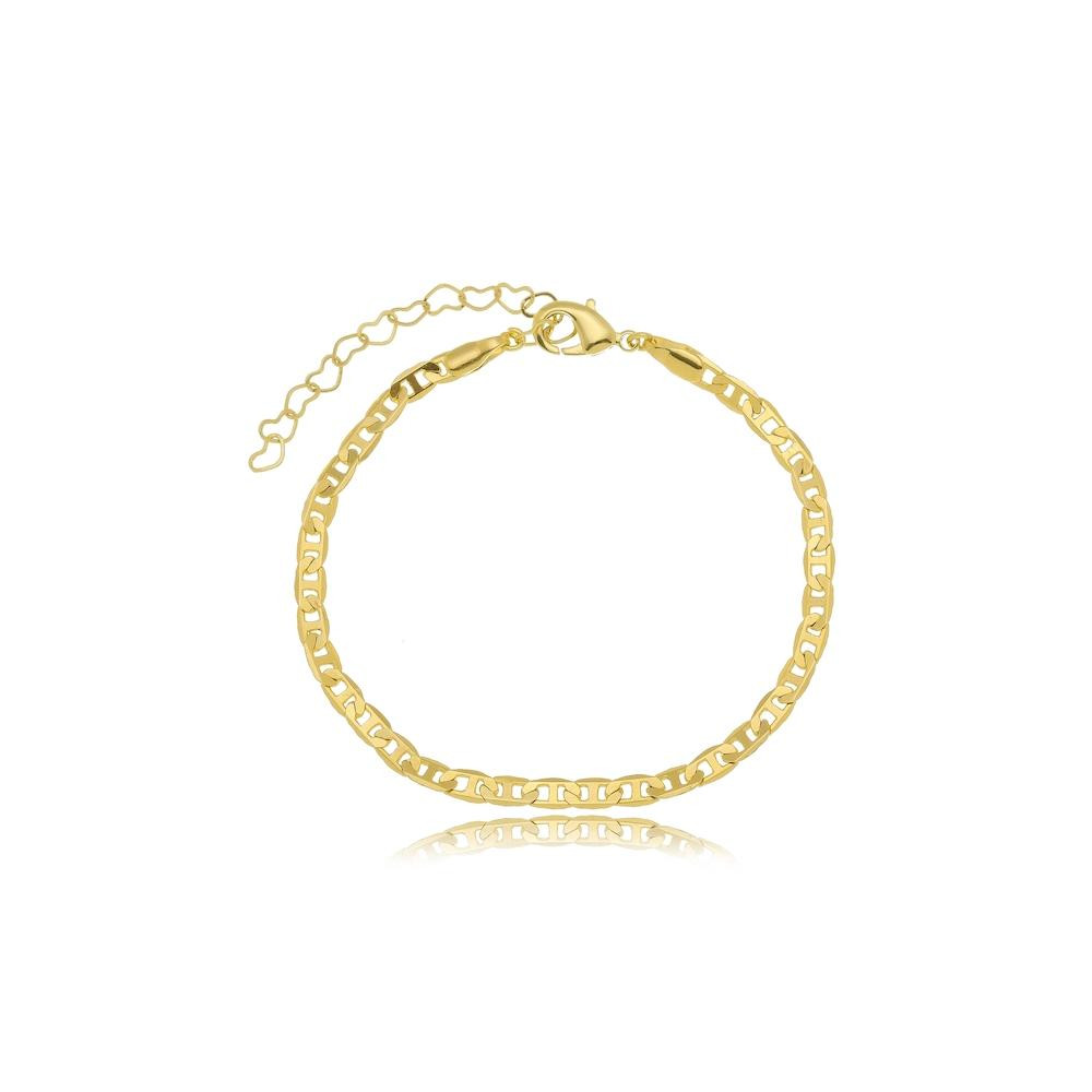 Pulseira com corrente grume chapada folheada a ouro 18k 