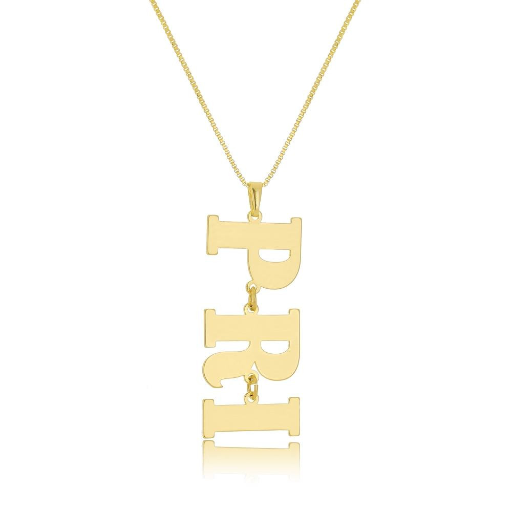 Colar personalizado com letras na vertical banhado a ouro 18k