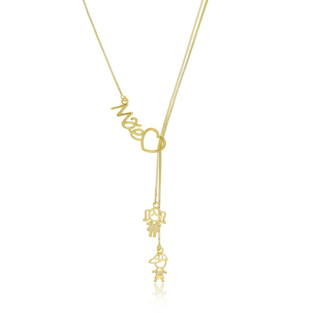 Colar mãe com até 4 pingentes personalizados banhado a ouro 18k