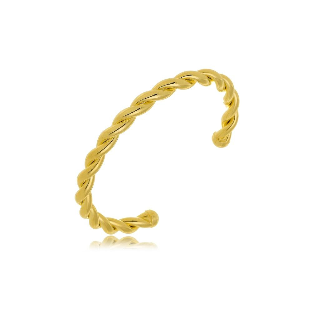 Pulseira bracelete trançado folheado a ouro 18k