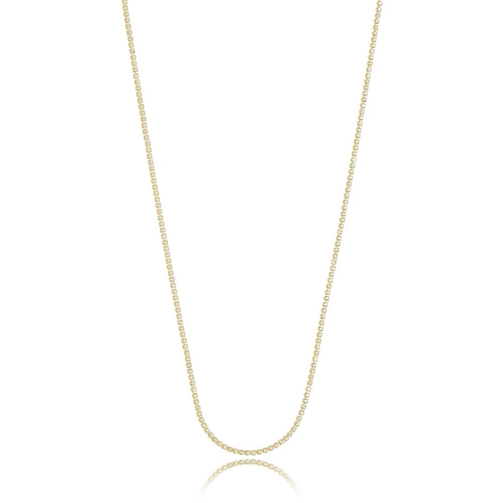 Colar longo riviera cristal banhado a ouro 18k