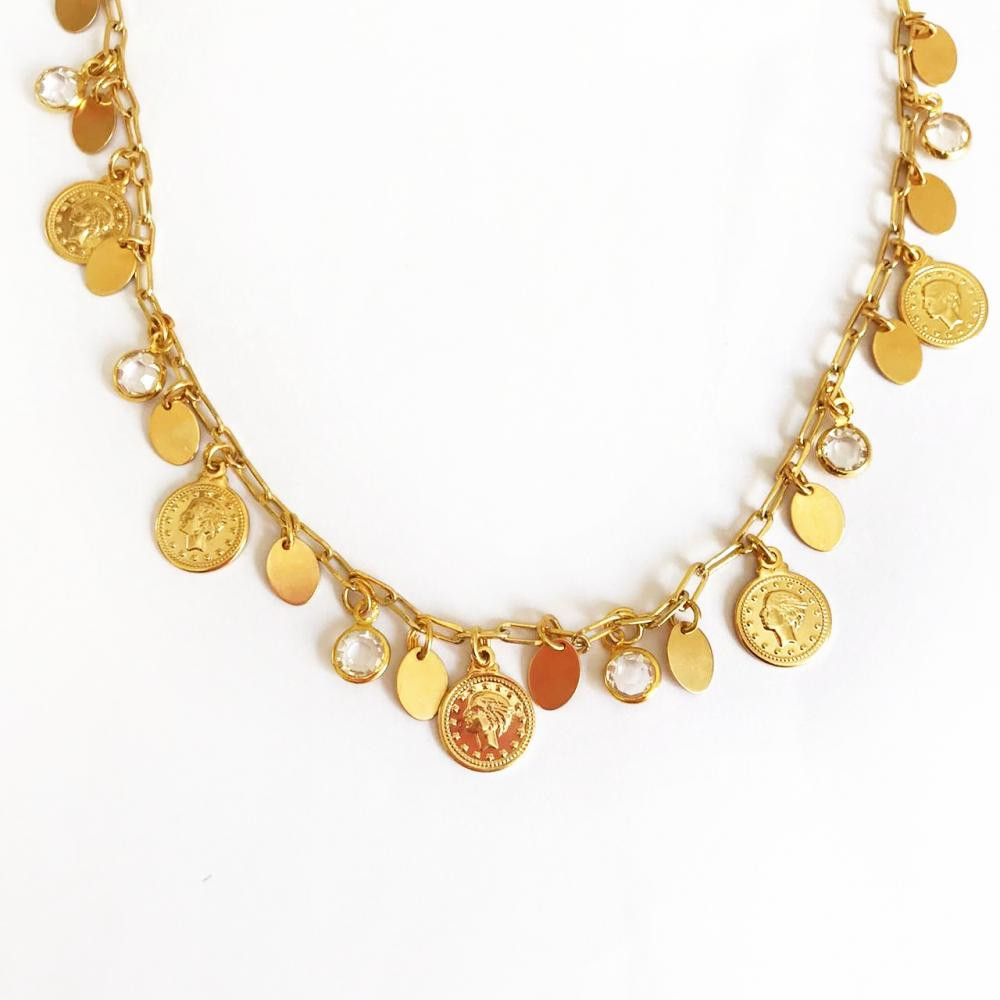 Choker com pingentes folheado a ouro 18k