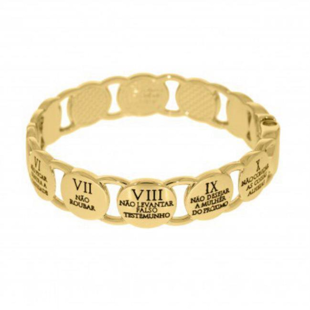 Pulseira Bracelete 10 mandamentos folheado a ouro 18k