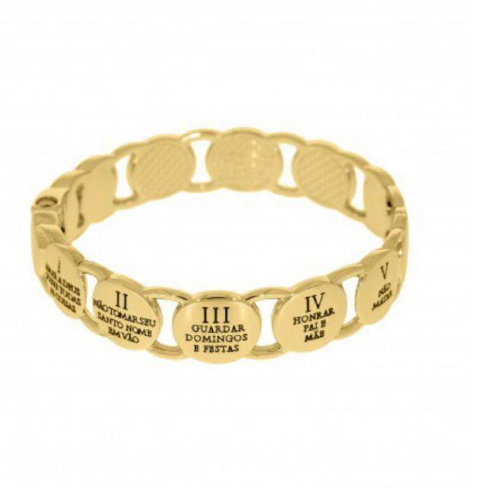 Pulseira Bracelete 10 mandamentos folheado a ouro 18k