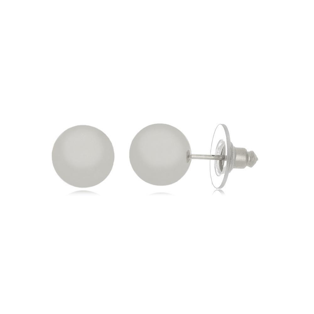 Brinco de bola médio na cor prata ródio branco 