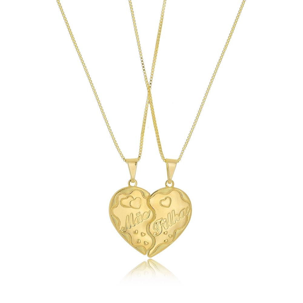 Colar duplo mãe e filha folheada a ouro 18k 
