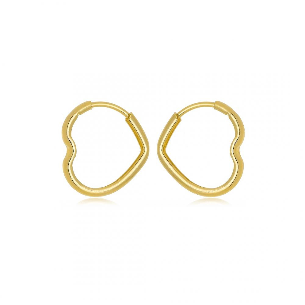 Brinco de argola PP de coração vazado folheado a ouro 18k