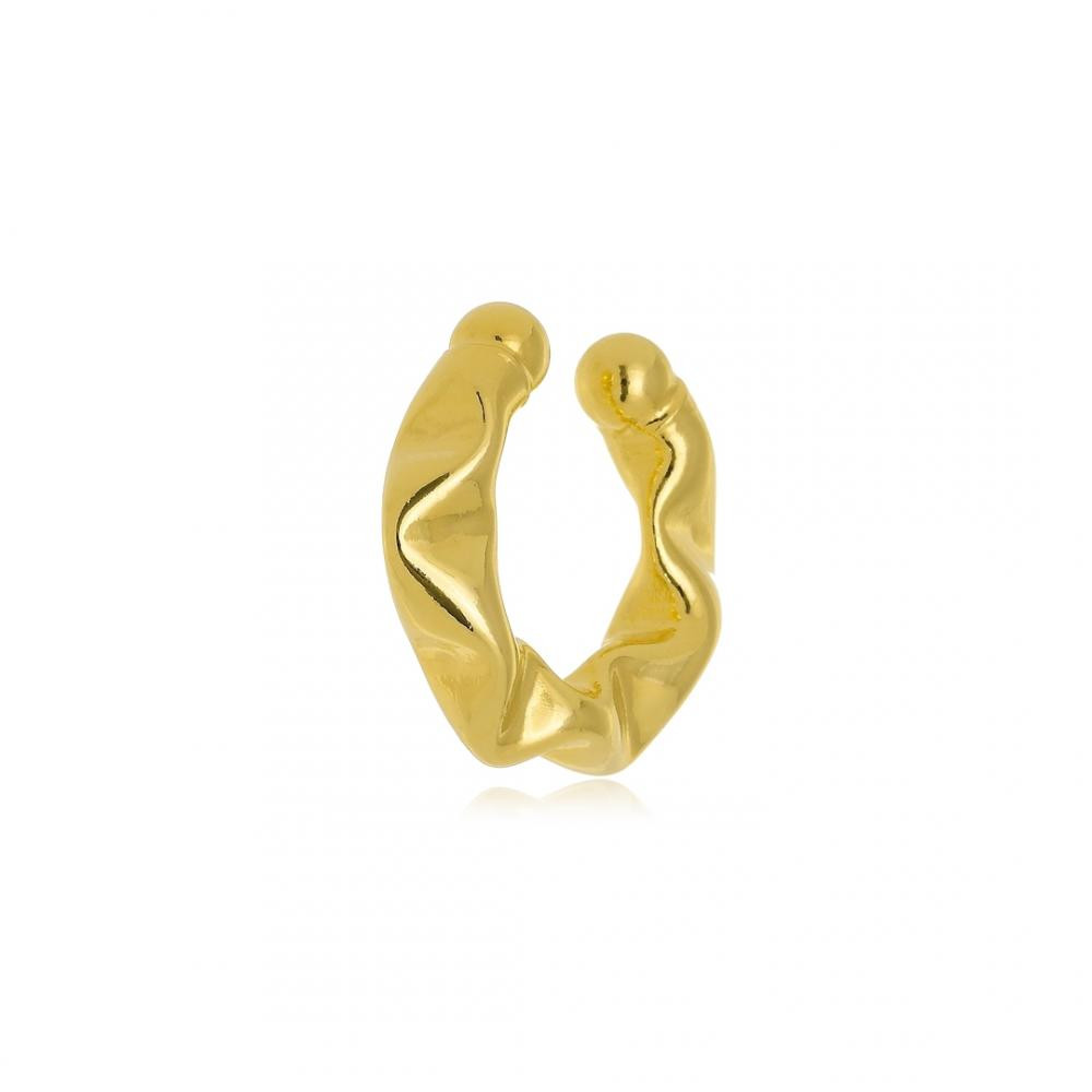  Piercing fake pequeno juliete com ondulações folheado a ouro 18k 