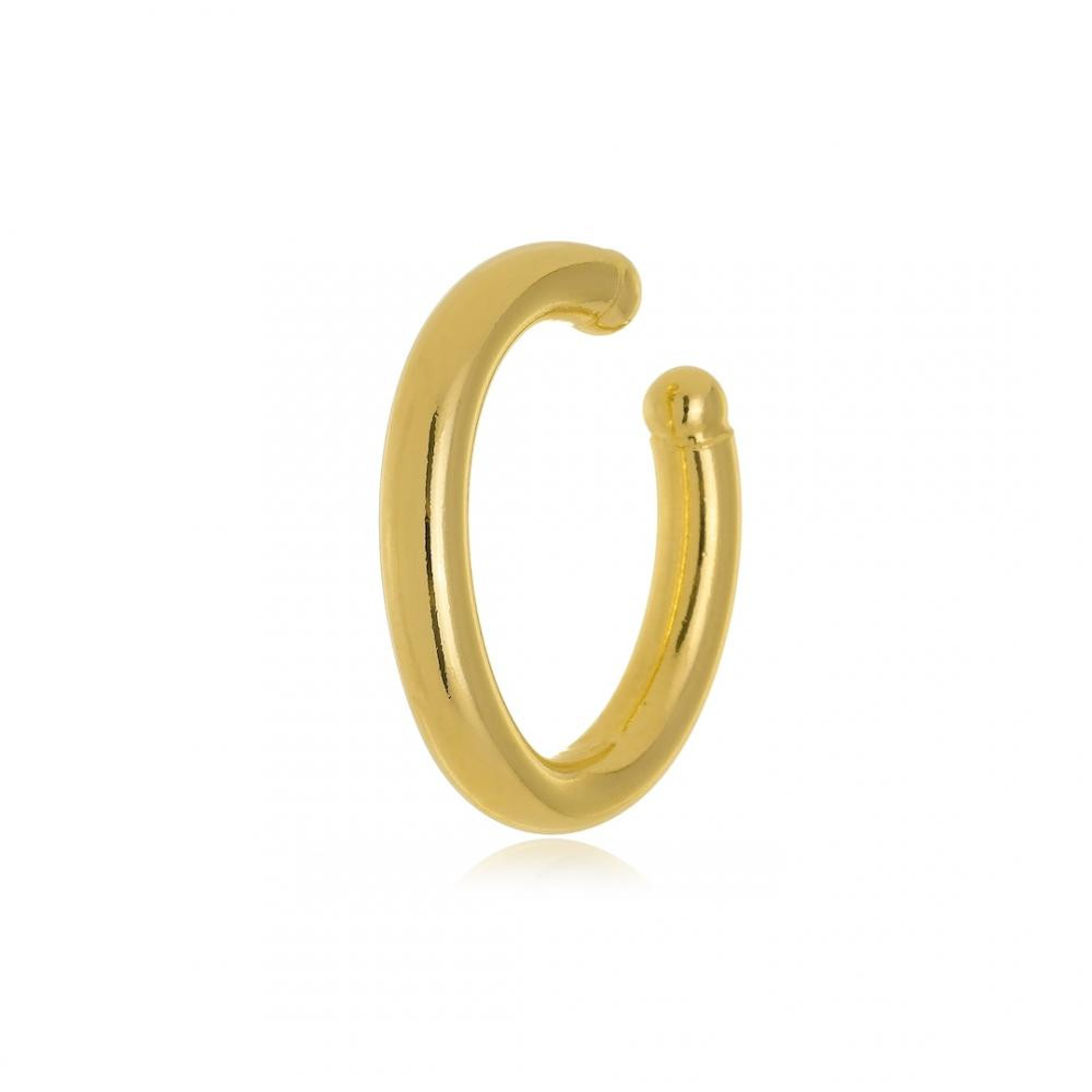 Brinco piercing fake médio liso banhado a ouro 18k 