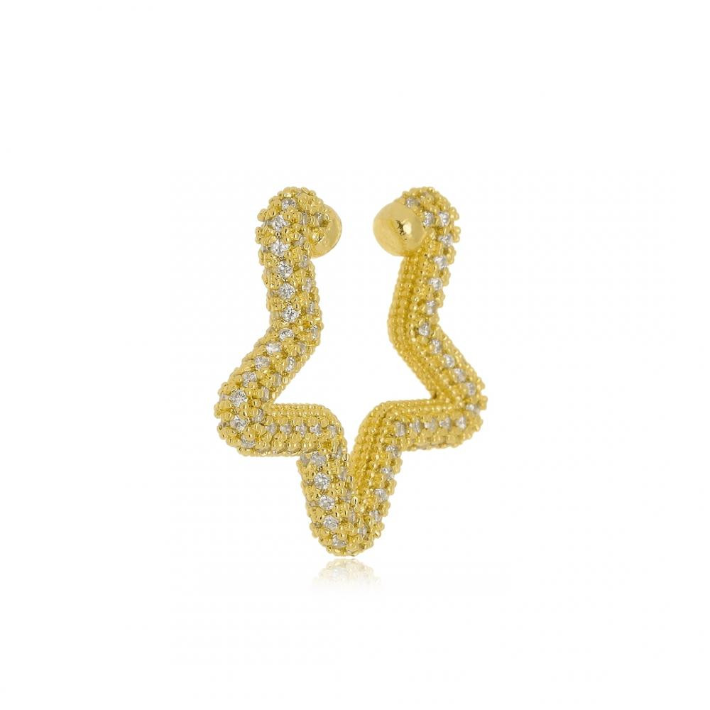 Piercing fake em formato de estrela cravejado folheado a ouro 18k